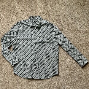 Express I Slim Fit Button Down Shirt I Size‎ XL I Black White Geometric Print